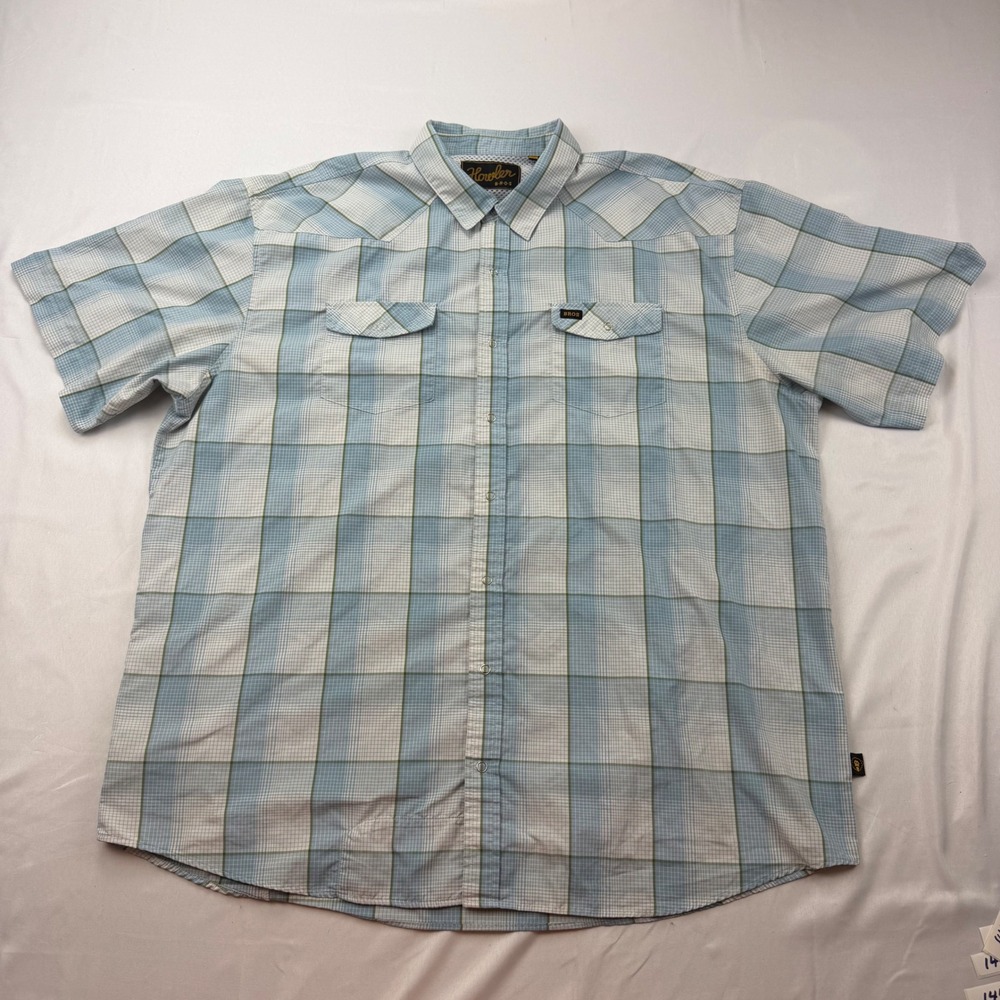 Howler Brothers Snap Shirt Mens XXL Blue Plaid H Bar B Western Short Sleeve